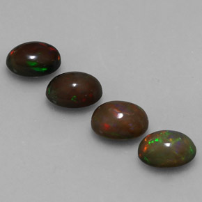 2.29캐럿 천연 멀티컬러 초콜릿 오팔 보석, 타원형 컷, 7×5 mm, 투명한
