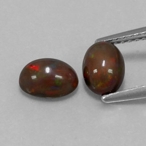 캐럿 천연 멀티컬러 초콜릿 오팔 보석, 타원형 컷, 7.1×5.1 mm, 투명한