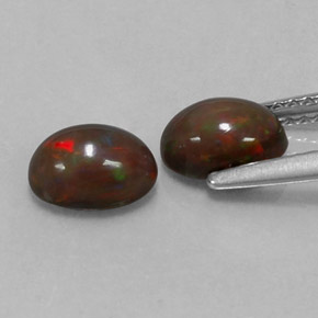 캐럿 천연 멀티컬러 초콜릿 오팔 보석, 타원형 컷, 7.1×5.1 mm, 투명한