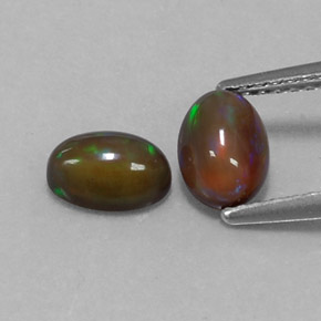 캐럿 천연 멀티컬러 초콜릿 오팔 보석, 타원형 컷, 7×5 mm, 투명한
