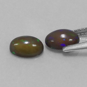 캐럿 천연 멀티컬러 초콜릿 오팔 보석, 타원형 컷, 7×5 mm, 투명한