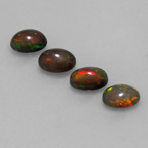 캐럿 천연 멀티컬러 초콜릿 오팔 보석, 타원형 컷, 7×5.1 mm, 투명한