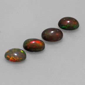 캐럿 천연 멀티컬러 초콜릿 오팔 보석, 타원형 컷, 7×5.1 mm, 투명한