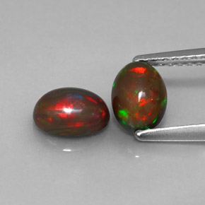 캐럿 천연 멀티컬러 초콜릿 오팔 보석, 타원형 컷, 6.9×5.1 mm, 투명한