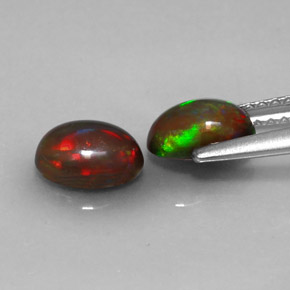 캐럿 천연 멀티컬러 초콜릿 오팔 보석, 타원형 컷, 6.9×5.1 mm, 투명한