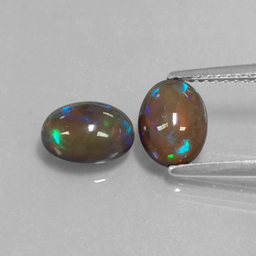 캐럿 천연 멀티컬러 초콜릿 오팔 보석, 타원형 컷, 8×6 mm, 투명한