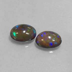 캐럿 천연 멀티컬러 초콜릿 오팔 보석, 타원형 컷, 8×6 mm, 투명한