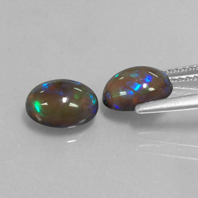 캐럿 천연 멀티컬러 초콜릿 오팔 보석, 타원형 컷, 8×6 mm, 투명한