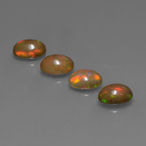 캐럿 천연 멀티컬러 초콜릿 오팔 보석, 타원형 컷, 7×5.1 mm, 투명한