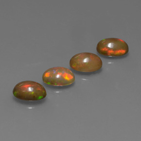 캐럿 천연 멀티컬러 초콜릿 오팔 보석, 타원형 컷, 7×5.1 mm, 투명한
