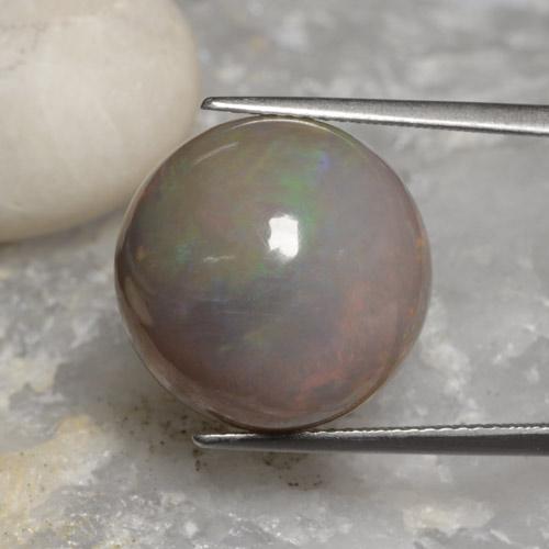 11.31캐럿 천연 다색 초콜릿 오팔, 라운드 컷, 불투명체