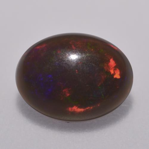 0.67캐럿 천연 멀티컬러 초콜릿 오팔, 타원형 컷, 8×6.1 mm, 투명한