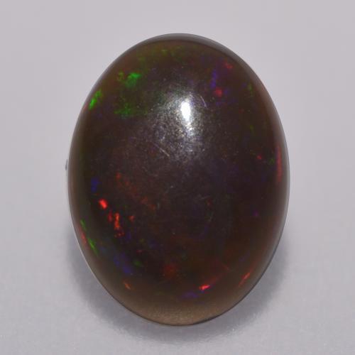 0.67캐럿 천연 멀티컬러 초콜릿 오팔, 타원형 컷, 8×6.1 mm, 투명한