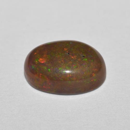 0.85캐럿 천연 멀티컬러 초콜릿 오팔, 타원형 컷, 8×6.1 mm, 투명한