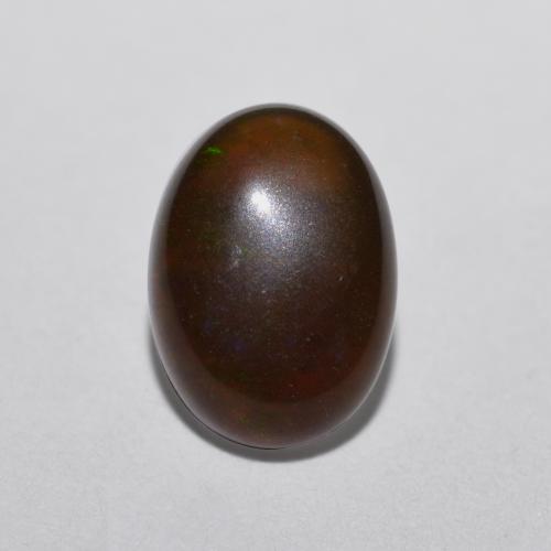 0.52캐럿 천연 멀티컬러 초콜릿 오팔, 타원형 컷, 8×5.8 mm, 투명한