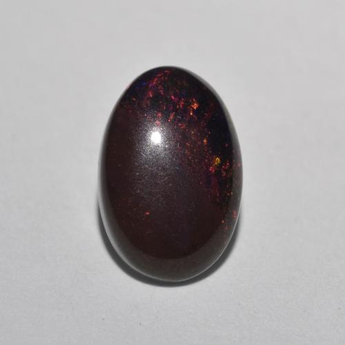 0.80캐럿 천연 멀티컬러 초콜릿 오팔, 타원형 컷, 8.9×6 mm, 투명한