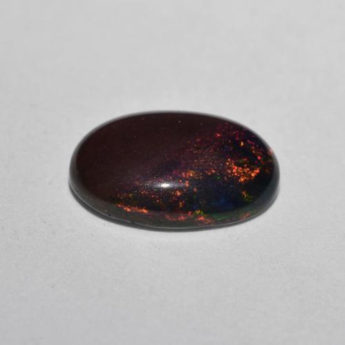 0.80캐럿 천연 멀티컬러 초콜릿 오팔, 타원형 컷, 8.9×6 mm, 투명한