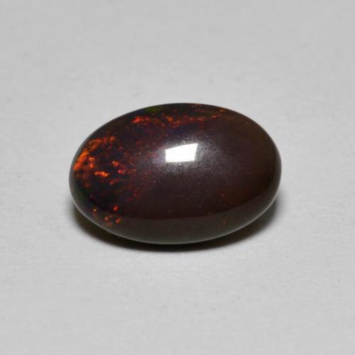 0.80캐럿 천연 멀티컬러 초콜릿 오팔, 타원형 컷, 9×6 mm, 투명한