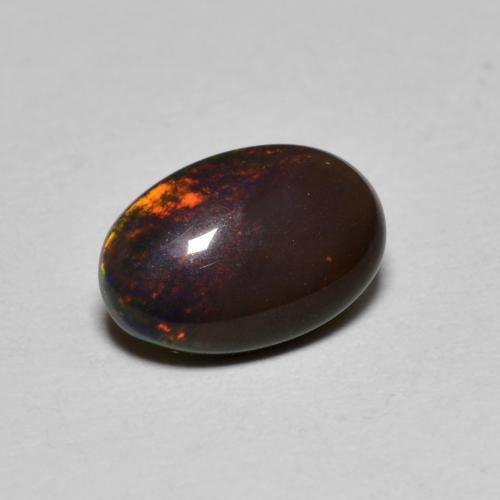 0.80캐럿 천연 멀티컬러 초콜릿 오팔, 타원형 컷, 9×6 mm, 투명한