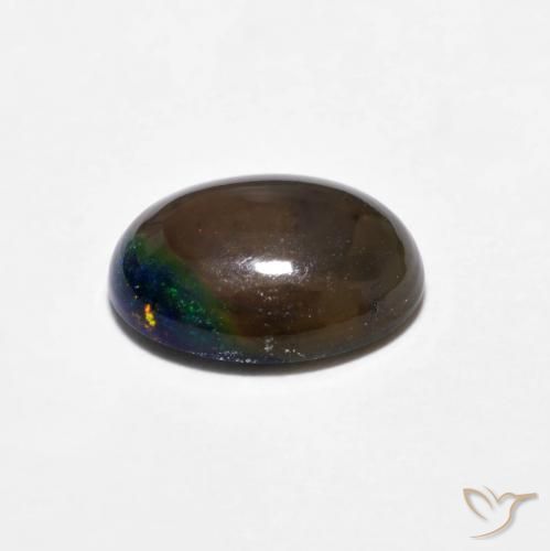 0.80캐럿 천연 다색 초콜릿 오팔, 타원형, 불투명체