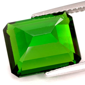 4.93캐럿 천연 그린 크롬 디옵사이드, 에메랄드 컷, 11.8×9.8 mm, IF