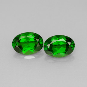 캐럿 천연 그린 크롬 디옵사이드 보석, 타원형 컷, 7.1×5.1 mm, VS