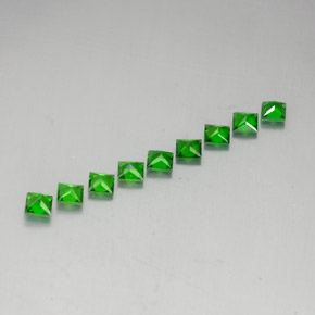 캐럿 천연 그린 크롬 디옵사이드 보석, 스퀘어, 3.1×3.1 mm, VVS-VS