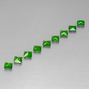 캐럿 천연 그린 크롬 디옵사이드 보석, 스퀘어, 3.2×3.1 mm, VVS-VS