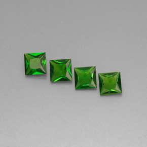 캐럿 천연 그린 크롬 디옵사이드 보석, 스퀘어, 4.1×4.1 mm, VVS-VS