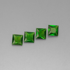 캐럿 천연 그린 크롬 디옵사이드 보석, 스퀘어, 4.1×4.1 mm, VVS-VS