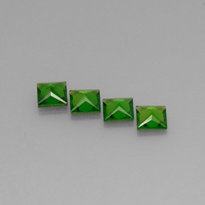 캐럿 천연 그린 크롬 디옵사이드 보석, 스퀘어, 4.1×4.1 mm, VVS-VS