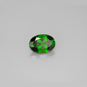0.80캐럿 천연 그린 크롬 디옵사이드, 타원형 컷, 7.1×5.1 mm, VS