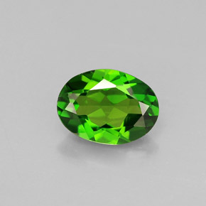 0.79캐럿 천연 그린 크롬 디옵사이드, 타원형 컷, 7×5.2 mm, VS