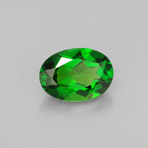 0.87캐럿 천연 그린 크롬 디옵사이드, 타원형 컷, 7.1×5.1 mm, VVS-VS