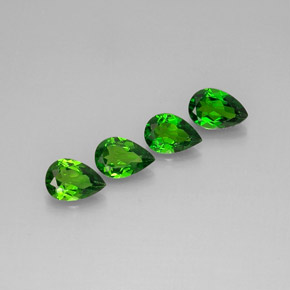 캐럿 천연 그린 크롬 디옵사이드 보석, 배 모양, 6.8×4.6 mm, VS