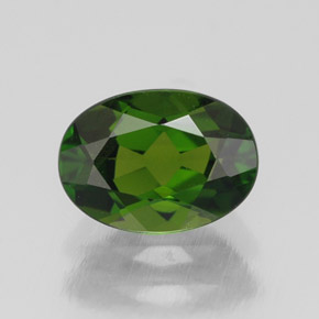 1.00캐럿 천연 그린 크롬 디옵사이드, 타원형 컷, 7.3×5.3 mm, VS