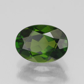 1.00캐럿 천연 그린 크롬 디옵사이드, 타원형 컷, 7.3×5.3 mm, VS