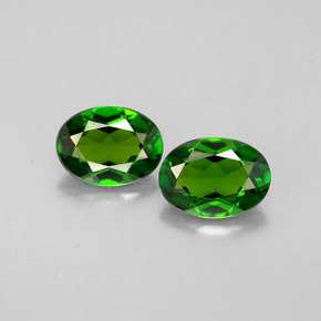 캐럿 천연 그린 크롬 디옵사이드 보석, 타원형 컷, 7×5.1 mm, VVS-VS