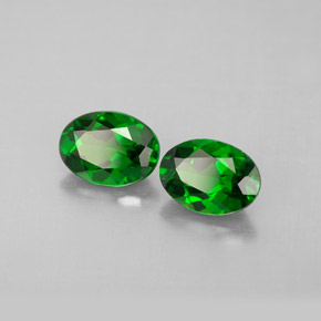 캐럿 천연 그린 크롬 디옵사이드 보석, 타원형 컷, 6.9×5.1 mm, VVS-VS