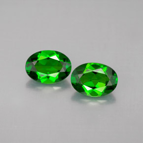 캐럿 천연 그린 크롬 디옵사이드 보석, 타원형 컷, 7×5.1 mm, VVS-VS