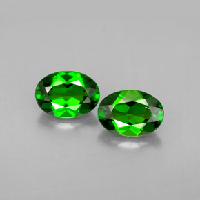 캐럿 천연 그린 크롬 디옵사이드 보석, 타원형 컷, 7×5.1 mm, VVS-VS