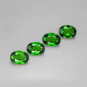 캐럿 천연 그린 크롬 디옵사이드 보석, 타원형 컷, 7×5.1 mm, VVS-VS