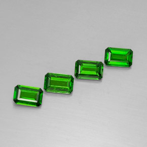 캐럿 천연 그린 크롬 디옵사이드 보석, 에메랄드 컷, 5.9×3.9 mm, VS