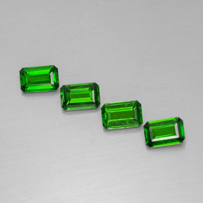 캐럿 천연 그린 크롬 디옵사이드 보석, 에메랄드 컷, 5.9×3.9 mm, VS