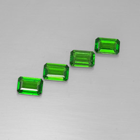 캐럿 천연 그린 크롬 디옵사이드 보석, 에메랄드 컷, 6×4 mm, VVS-VS