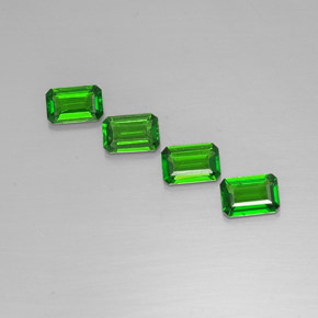 캐럿 천연 그린 크롬 디옵사이드 보석, 에메랄드 컷, 6×4 mm, VVS-VS