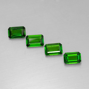 캐럿 천연 그린 크롬 디옵사이드 보석, 에메랄드 컷, 6.1×4.1 mm, VVS-VS