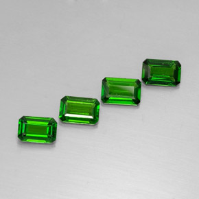 캐럿 천연 그린 크롬 디옵사이드 보석, 에메랄드 컷, 6.1×4.1 mm, VVS-VS