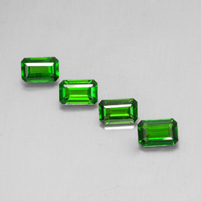 캐럿 천연 그린 크롬 디옵사이드 보석, 에메랄드 컷, 5.9×3.8 mm, VVS-VS