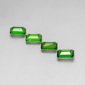 캐럿 천연 그린 크롬 디옵사이드 보석, 에메랄드 컷, 5.9×3.8 mm, VVS-VS